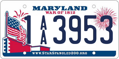 MD license plate 1AA3953