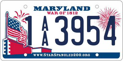 MD license plate 1AA3954