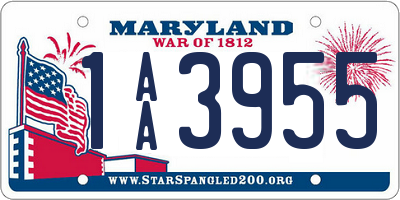 MD license plate 1AA3955