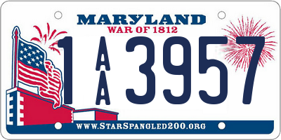 MD license plate 1AA3957