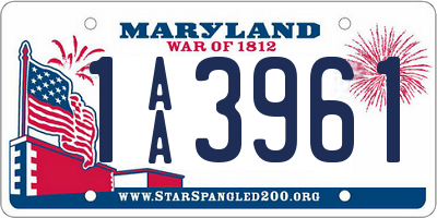 MD license plate 1AA3961