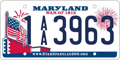 MD license plate 1AA3963