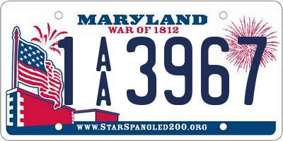 MD license plate 1AA3967