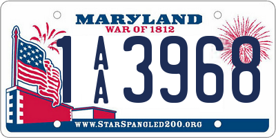 MD license plate 1AA3968