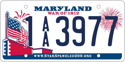 MD license plate 1AA3977