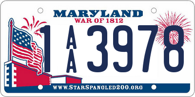 MD license plate 1AA3978