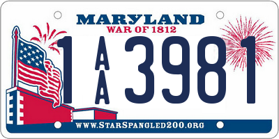 MD license plate 1AA3981