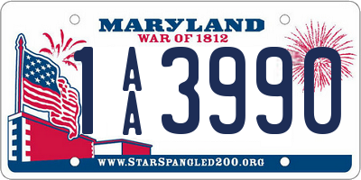 MD license plate 1AA3990