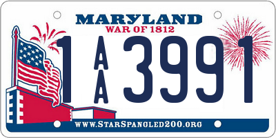 MD license plate 1AA3991