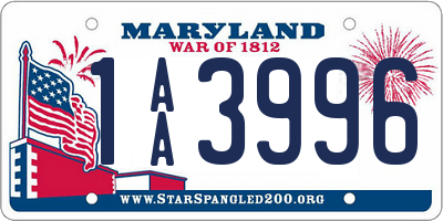 MD license plate 1AA3996