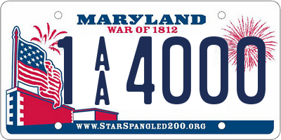 MD license plate 1AA4000