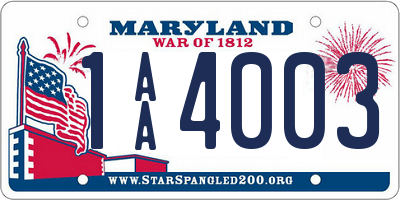 MD license plate 1AA4003