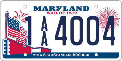 MD license plate 1AA4004