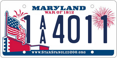 MD license plate 1AA4011