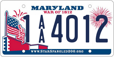 MD license plate 1AA4012