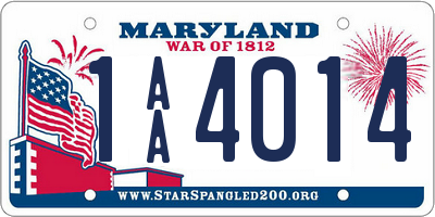 MD license plate 1AA4014