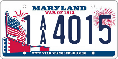 MD license plate 1AA4015