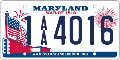 MD license plate 1AA4016