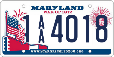 MD license plate 1AA4018