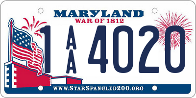 MD license plate 1AA4020