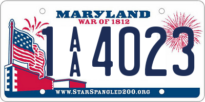 MD license plate 1AA4023