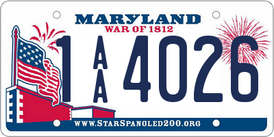 MD license plate 1AA4026