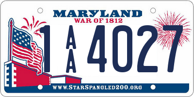 MD license plate 1AA4027