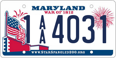 MD license plate 1AA4031