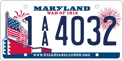 MD license plate 1AA4032