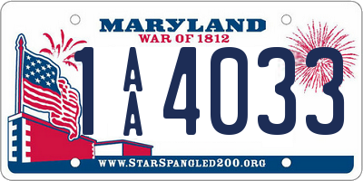 MD license plate 1AA4033