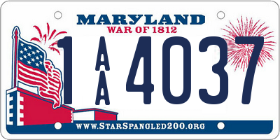 MD license plate 1AA4037