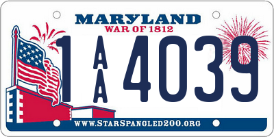 MD license plate 1AA4039