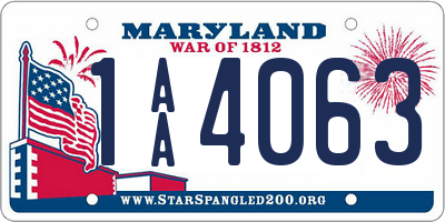 MD license plate 1AA4063