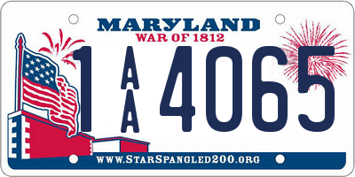 MD license plate 1AA4065