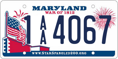 MD license plate 1AA4067