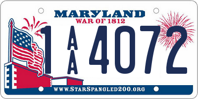 MD license plate 1AA4072