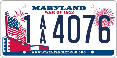 MD license plate 1AA4076