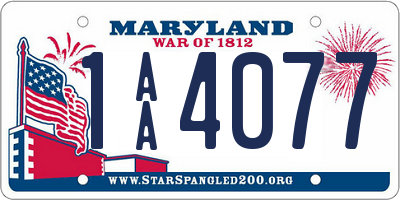 MD license plate 1AA4077