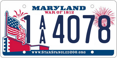 MD license plate 1AA4078