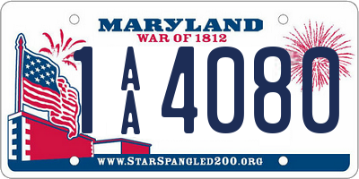 MD license plate 1AA4080
