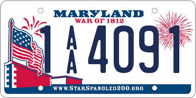 MD license plate 1AA4091