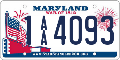 MD license plate 1AA4093