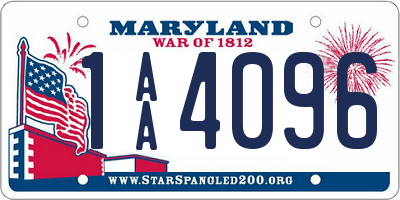 MD license plate 1AA4096