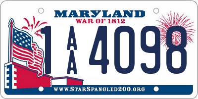 MD license plate 1AA4098