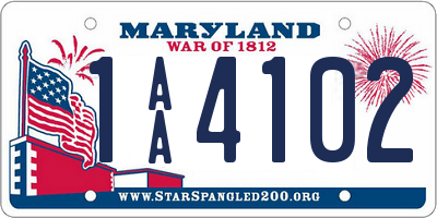 MD license plate 1AA4102