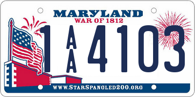 MD license plate 1AA4103