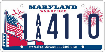 MD license plate 1AA4110