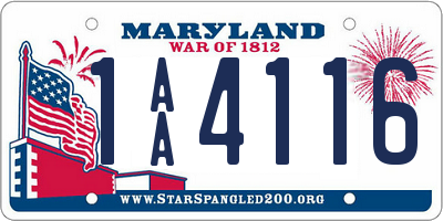 MD license plate 1AA4116