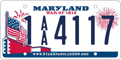 MD license plate 1AA4117