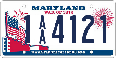 MD license plate 1AA4121